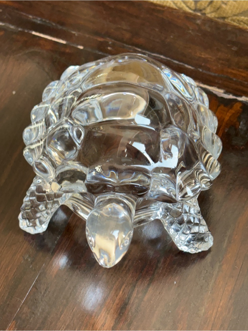 Clear Glass Turtle Figurine Decorative Accent